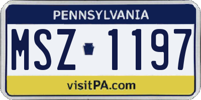 PA license plate MSZ1197