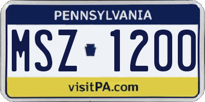 PA license plate MSZ1200