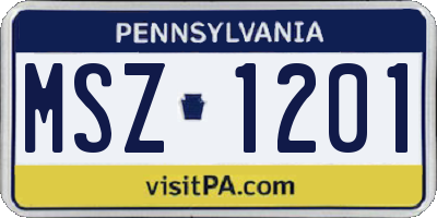PA license plate MSZ1201