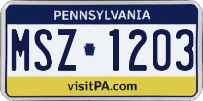 PA license plate MSZ1203