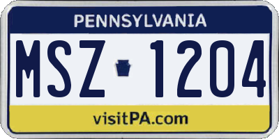 PA license plate MSZ1204