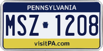 PA license plate MSZ1208