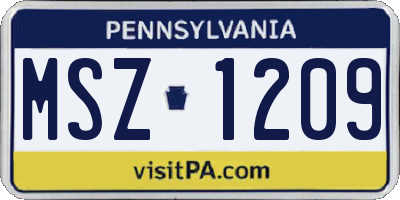 PA license plate MSZ1209