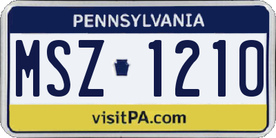 PA license plate MSZ1210