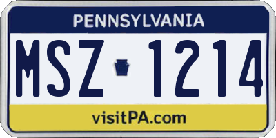 PA license plate MSZ1214