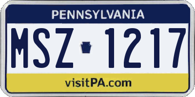 PA license plate MSZ1217