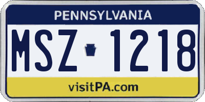 PA license plate MSZ1218
