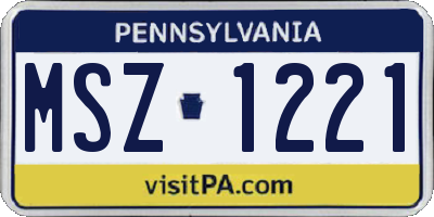 PA license plate MSZ1221
