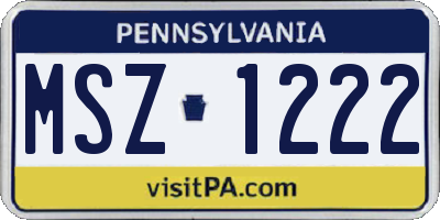 PA license plate MSZ1222