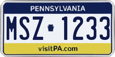 PA license plate MSZ1233