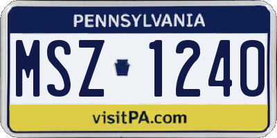 PA license plate MSZ1240