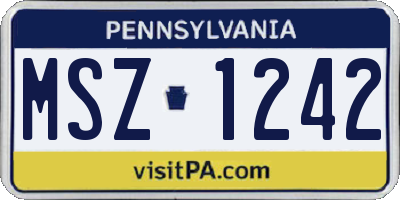 PA license plate MSZ1242
