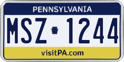PA license plate MSZ1244