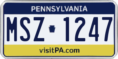 PA license plate MSZ1247