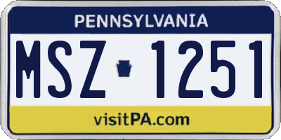 PA license plate MSZ1251