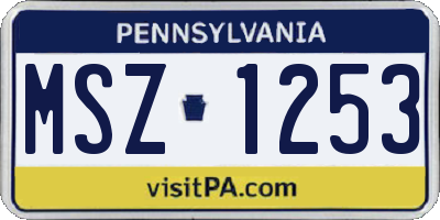 PA license plate MSZ1253