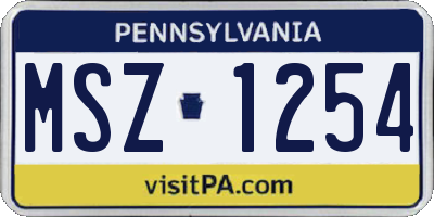 PA license plate MSZ1254