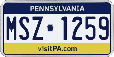 PA license plate MSZ1259