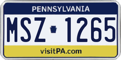 PA license plate MSZ1265
