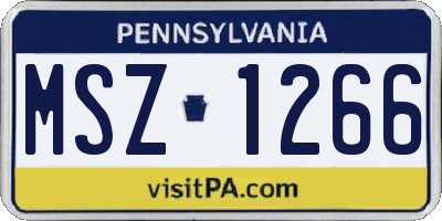 PA license plate MSZ1266