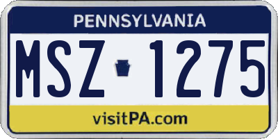 PA license plate MSZ1275
