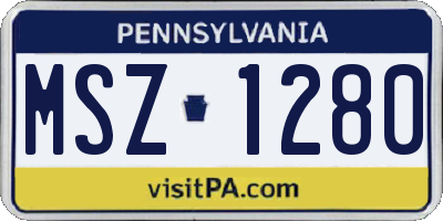PA license plate MSZ1280