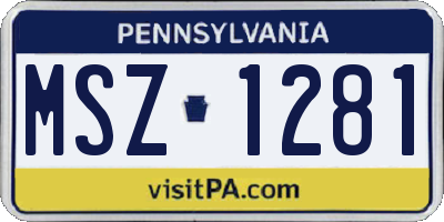 PA license plate MSZ1281