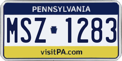 PA license plate MSZ1283