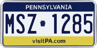PA license plate MSZ1285