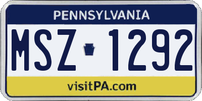 PA license plate MSZ1292