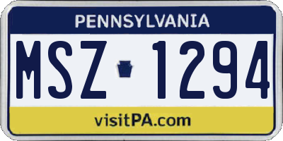 PA license plate MSZ1294