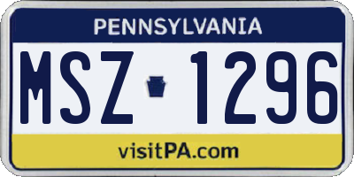 PA license plate MSZ1296