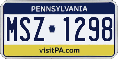PA license plate MSZ1298
