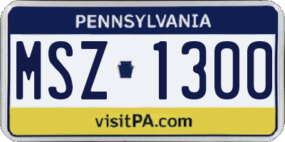 PA license plate MSZ1300