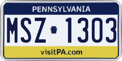 PA license plate MSZ1303