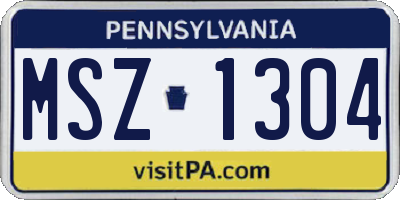 PA license plate MSZ1304
