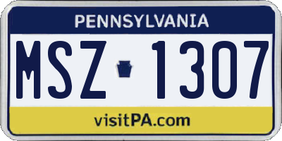 PA license plate MSZ1307