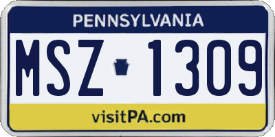 PA license plate MSZ1309