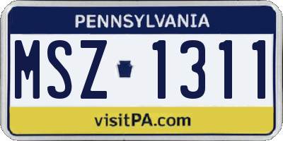 PA license plate MSZ1311