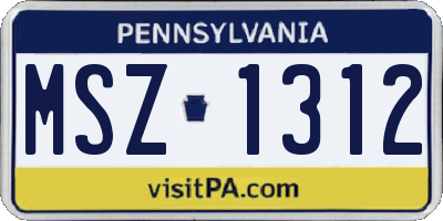 PA license plate MSZ1312