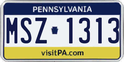 PA license plate MSZ1313
