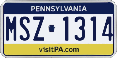 PA license plate MSZ1314