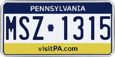 PA license plate MSZ1315
