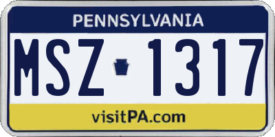 PA license plate MSZ1317