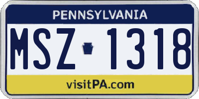 PA license plate MSZ1318