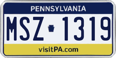 PA license plate MSZ1319