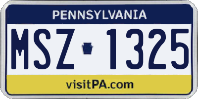 PA license plate MSZ1325