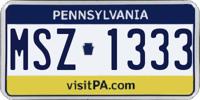 PA license plate MSZ1333