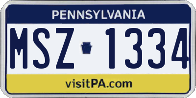PA license plate MSZ1334