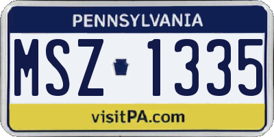 PA license plate MSZ1335